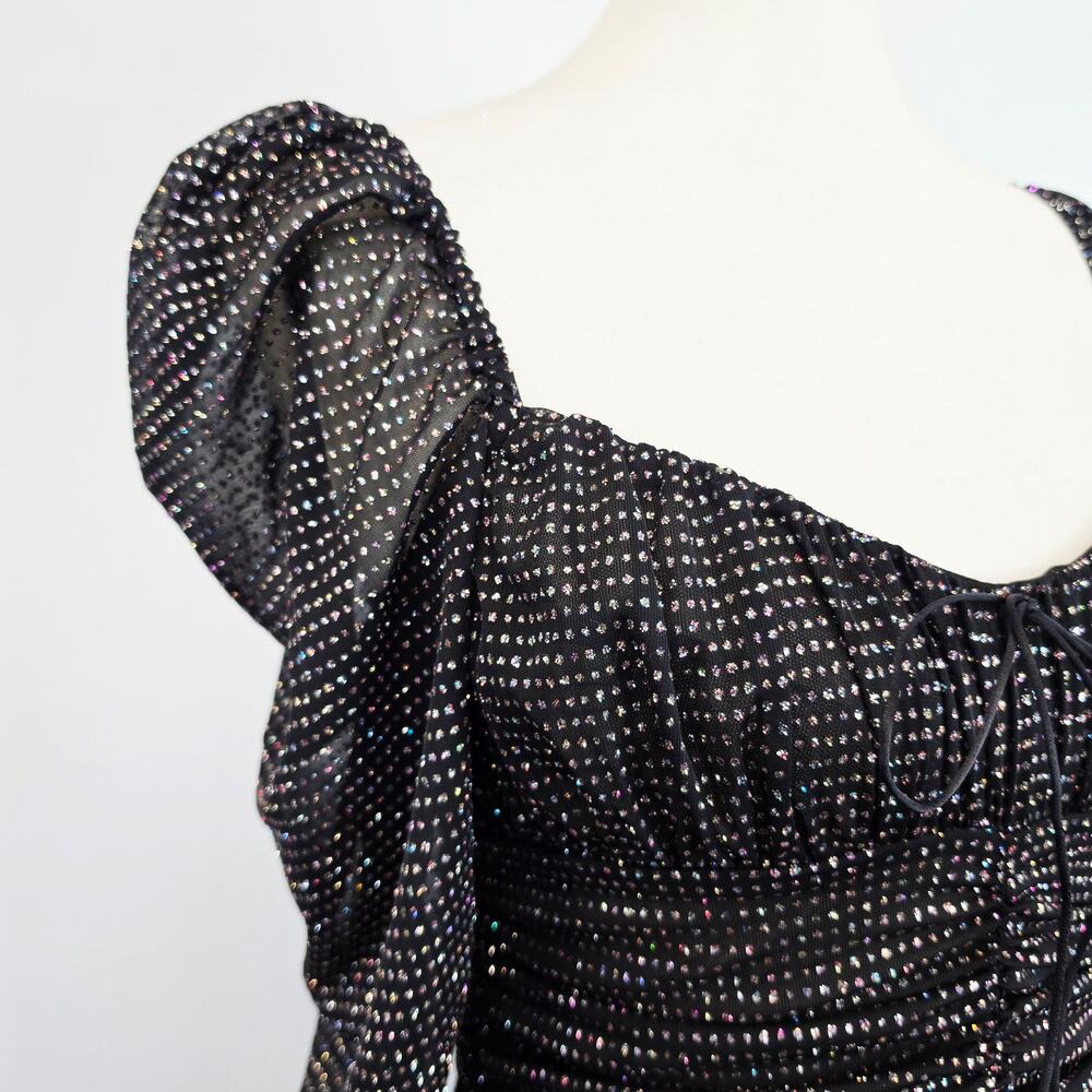 For Love & Lemons All That Glitters Bodycon Rhinestone Ruched Mini Dress S - Picture 7 of 11